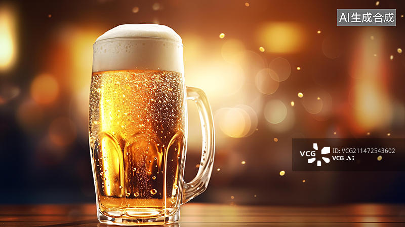 【AI数字艺术】啤酒节的啤酒场景，夏天冰爽的啤酒概念插图图片素材