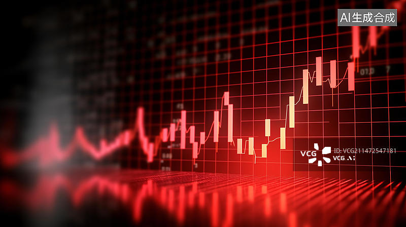 【AI数字艺术】股票基金曲线背景，投资理财经济增长概念插图图片素材