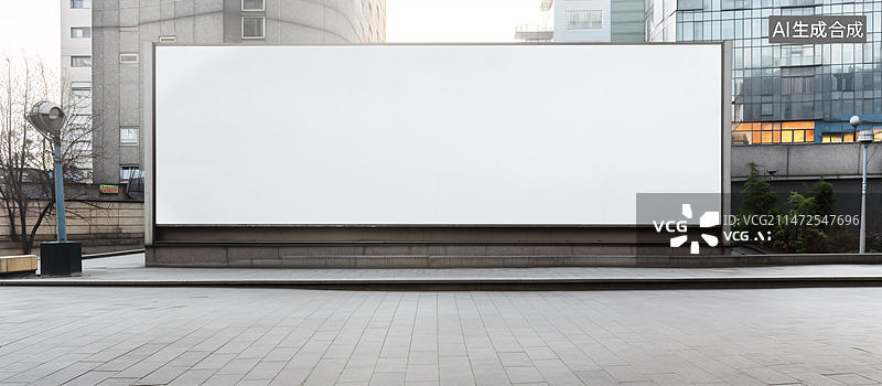 【AI数字艺术】空白广告牌模板，用于广告设计的场景概念插图图片素材