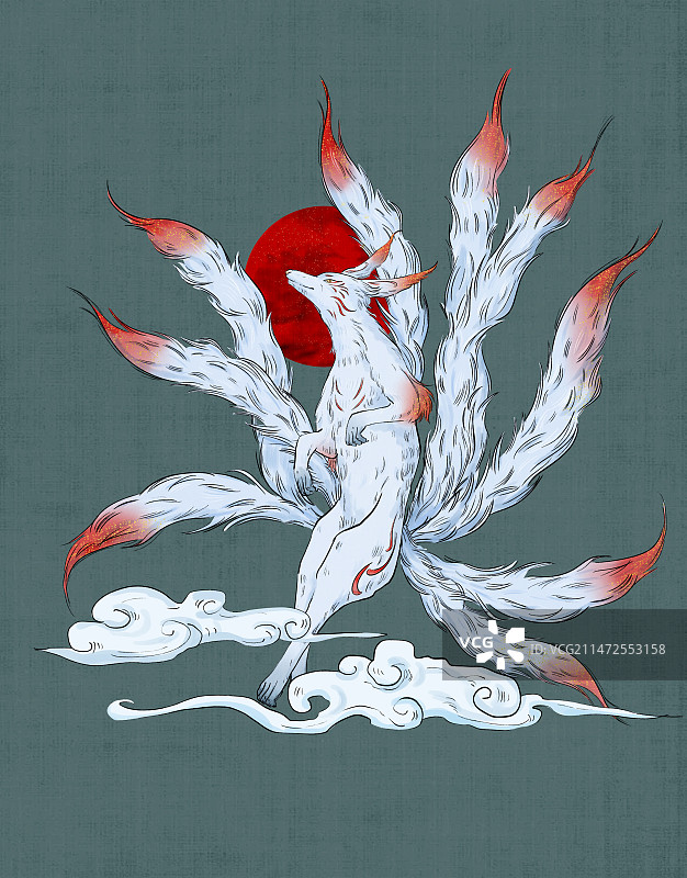 山海经九尾狐图片素材