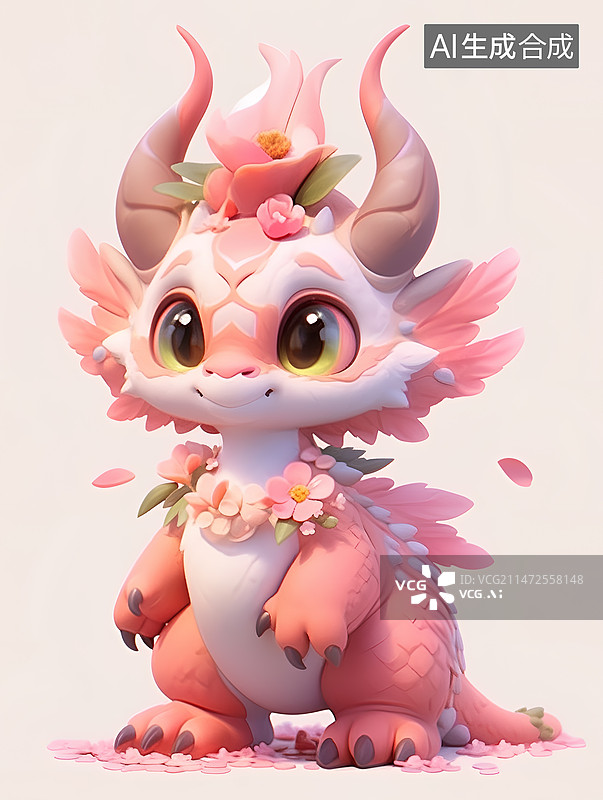 【AI数字艺术】粉色龙宝宝图片素材