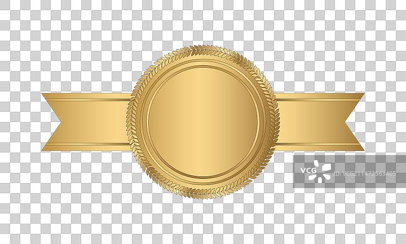 带水平缎带的金色印章豪华封条图片素材