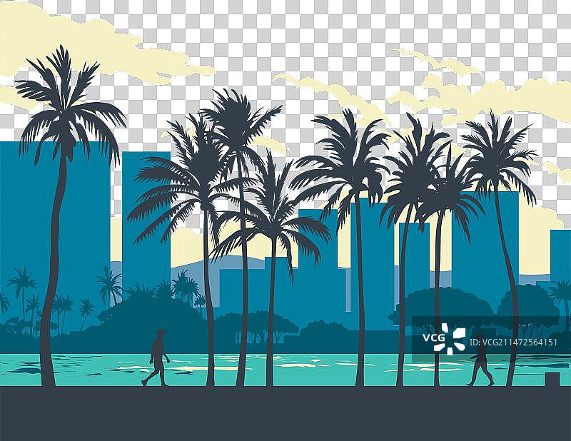 威基基区阿拉维运河城市景观图片素材