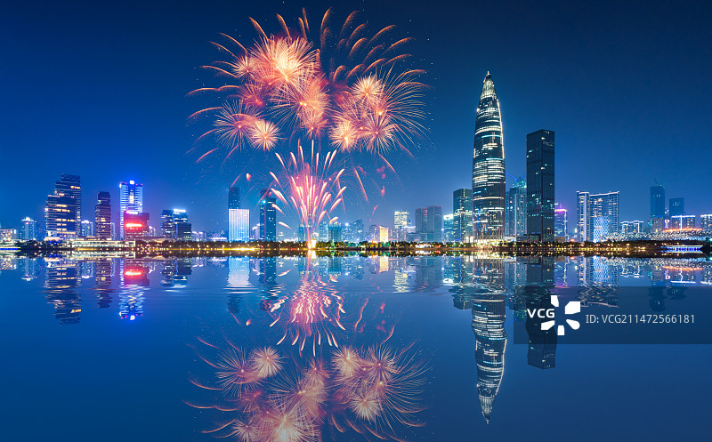 深圳城市夜景和烟花图片素材