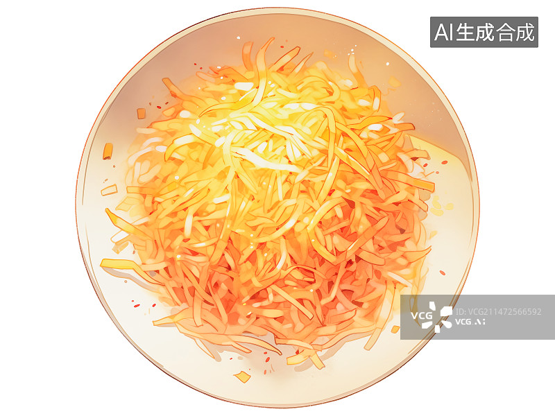 【AI数字艺术】酸辣土豆丝醋溜土豆丝，炒菜凉拌菜插画图片素材