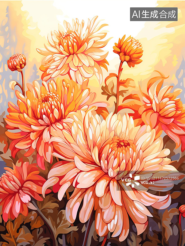 【AI数字艺术】橙色大丽花特写图片素材