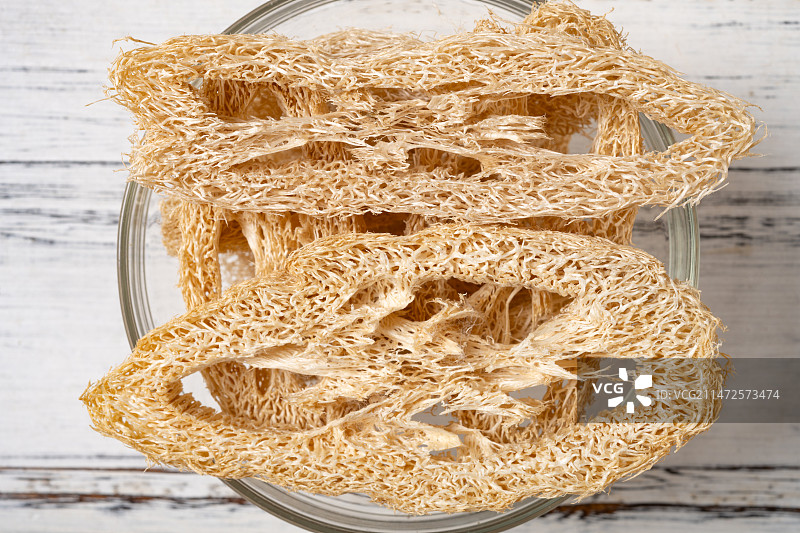 中药丝瓜络顶视图特写图片素材