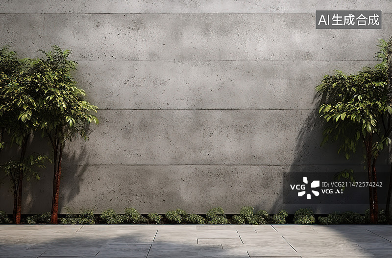 【AI数字艺术】混凝土墙空沥青路图片素材