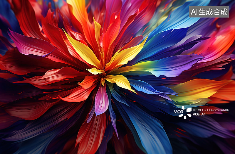 【AI数字艺术】彩色开花植物全帧拍摄图片素材