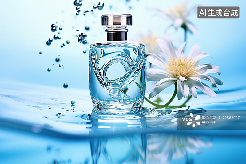 【AI数字艺术】放在桌子上的香水图片素材