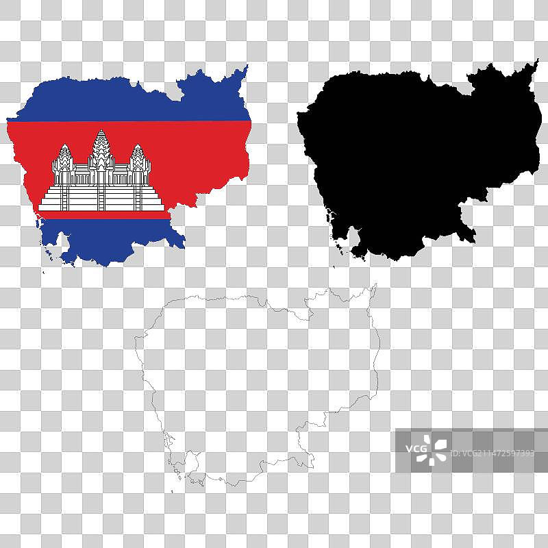 柬埔寨地图图标、剪贴画和国旗图片素材