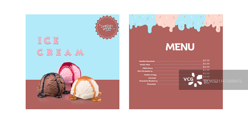 冰淇淋菜单卡模板banner设计图片素材