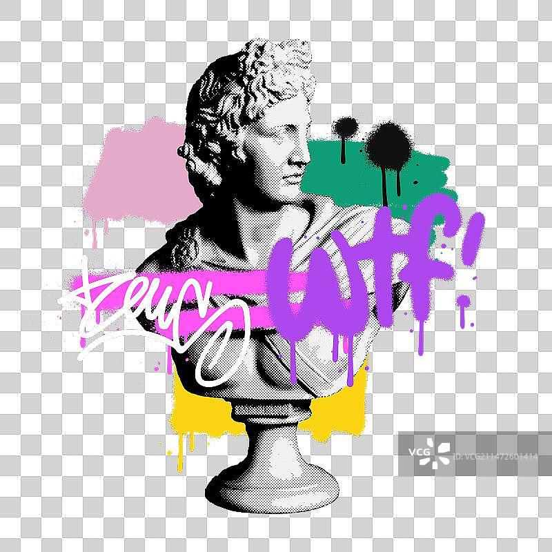 都市霓虹灯涂鸦半色调印花图片素材