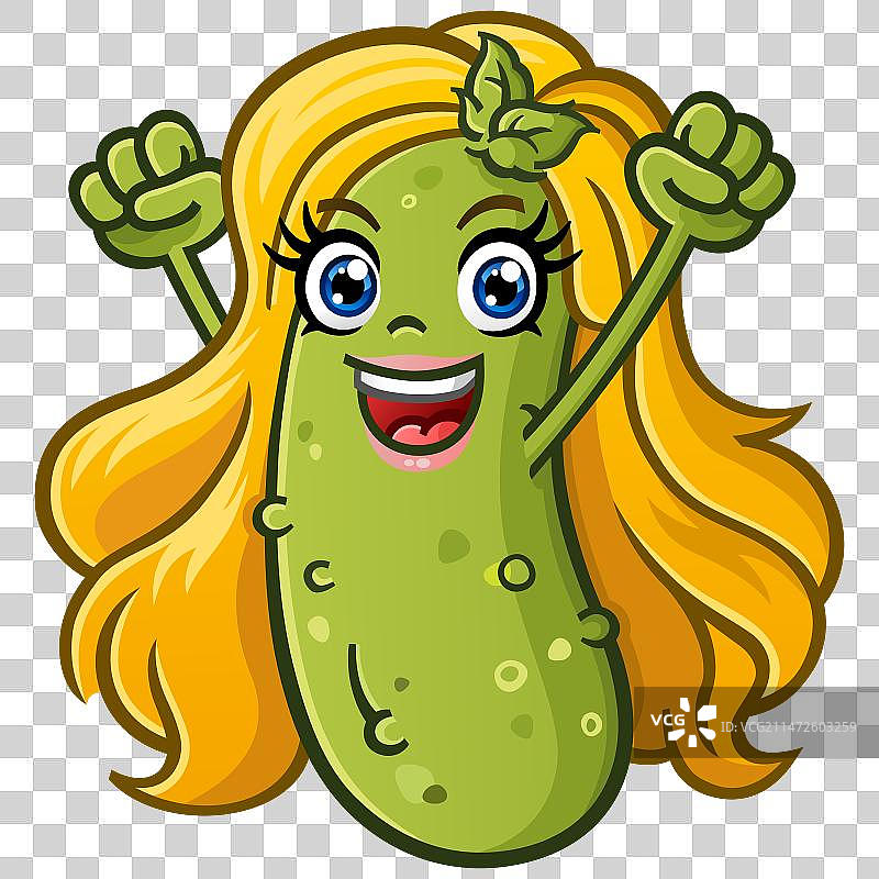 可爱的金发泡菜女孩卡通形象图片素材