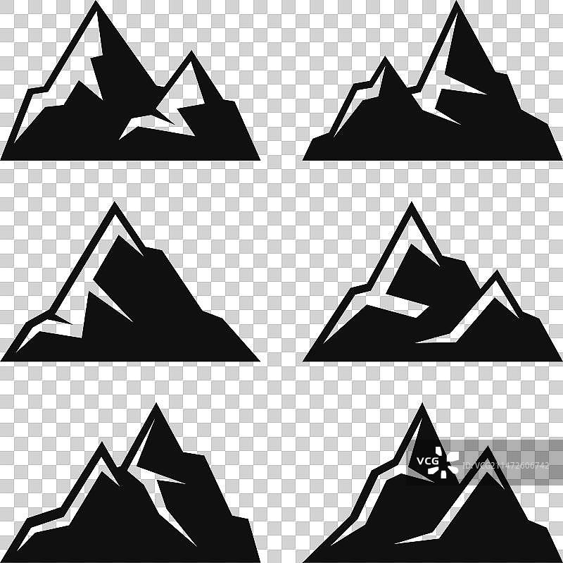 白色背景上的山峰图标合集图片素材