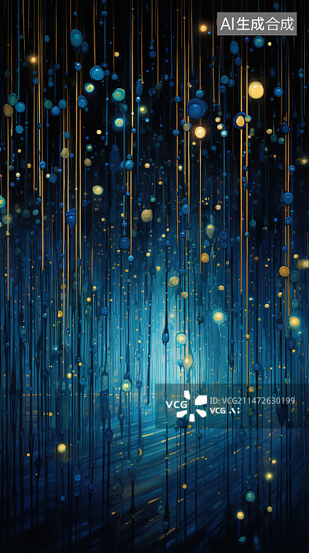 【AI数字艺术】夜间照明设备的低角度视图图片素材