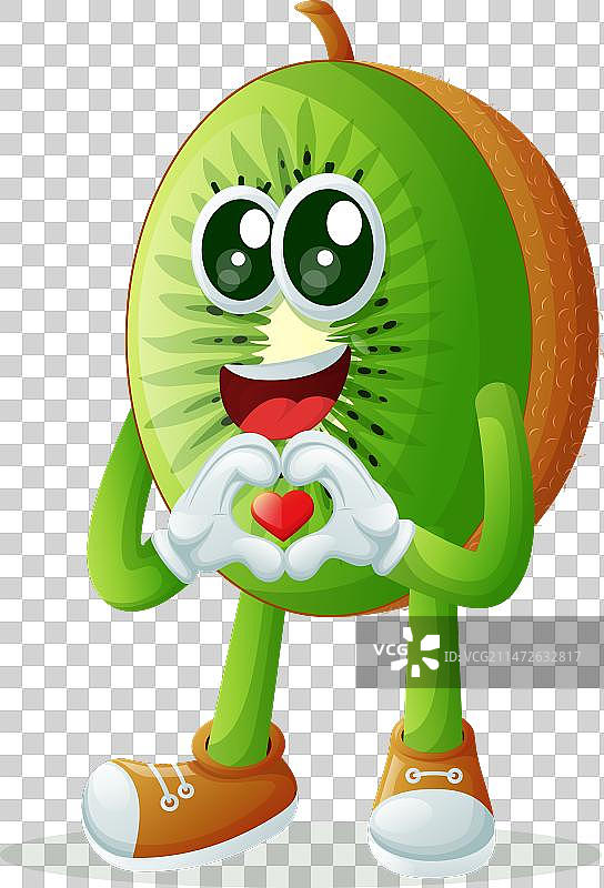 奇异果卡通角色用手比心图片素材