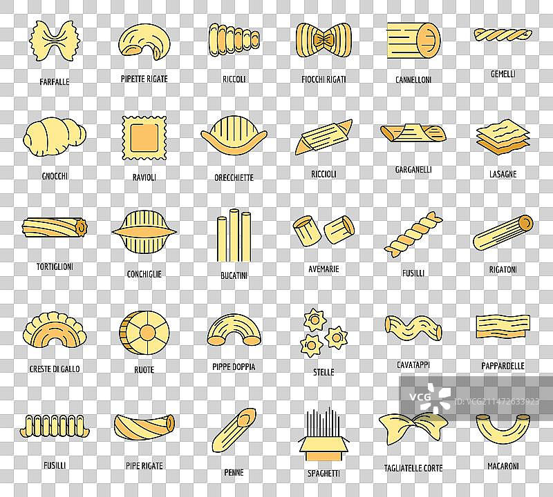 彩色通心粉面条图标集图片素材