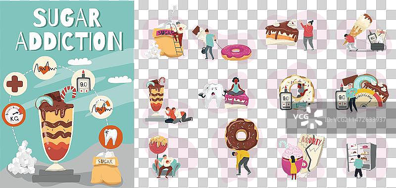 糖瘾扁平风格构图图片素材