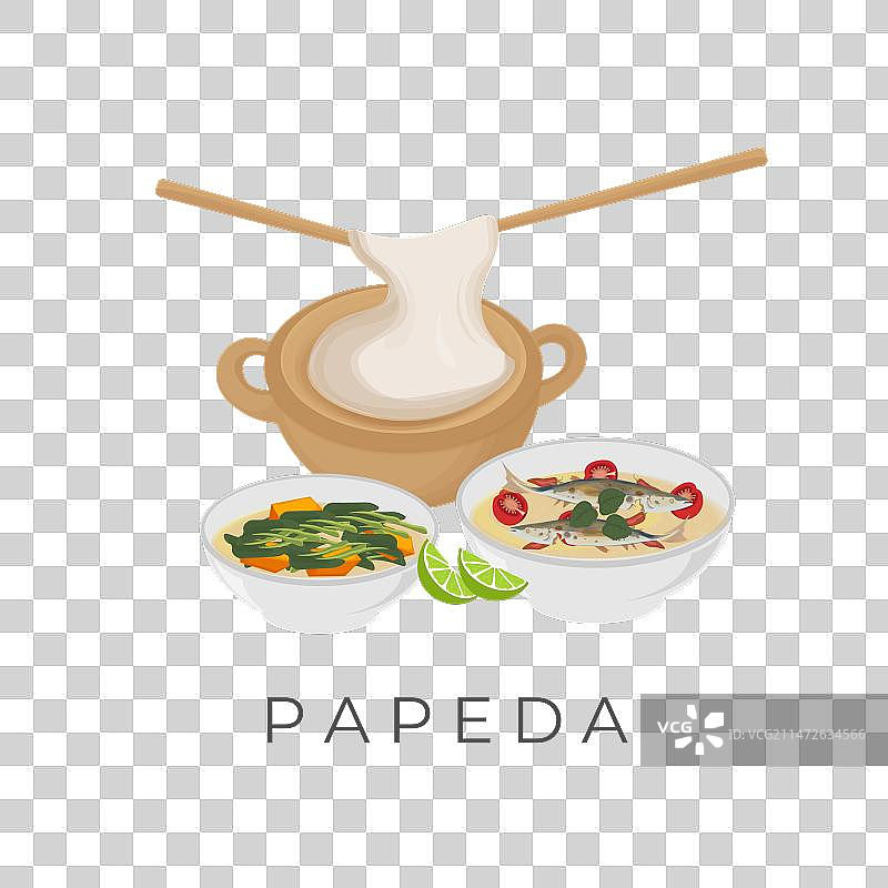 印尼美食：搭配黄鱼汤的Papeda图片素材