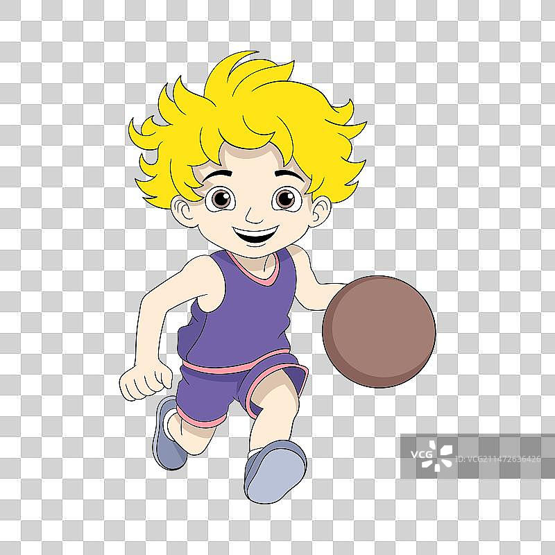 运球的酷炫黄发男孩图片素材