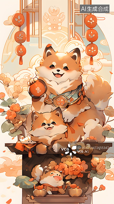 【AI数字艺术】新年狗图片素材