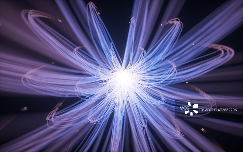 抽象弯曲的霓虹灯光曲线背景3D渲染图片素材