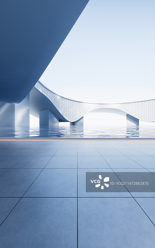 创意简约曲线建筑背景3D渲染图片素材