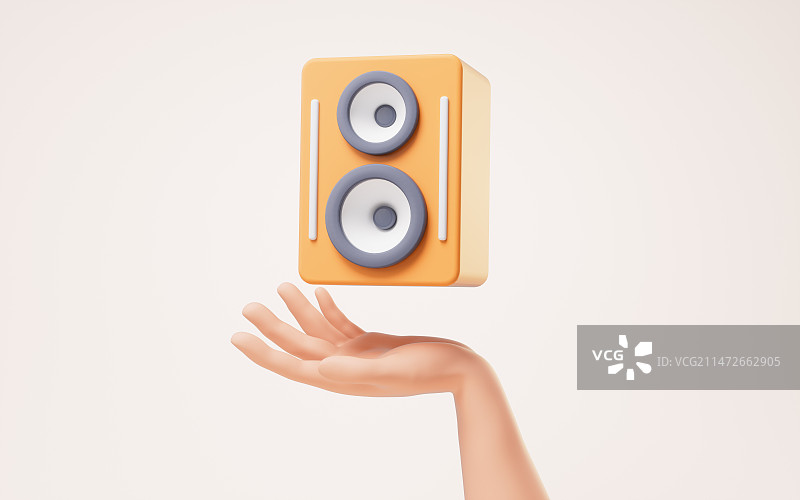 手部托着的音响3D渲染图片素材