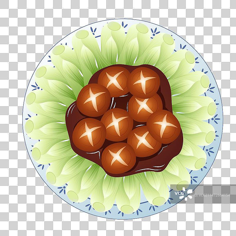 香菇油菜年夜饭家常菜美食菜肴插画图片素材