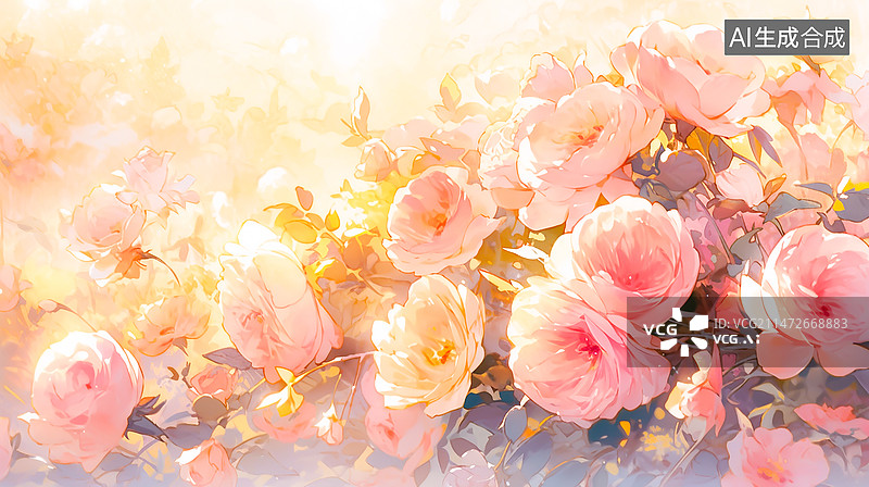 【AI数字艺术】粉色花朵插画图片素材