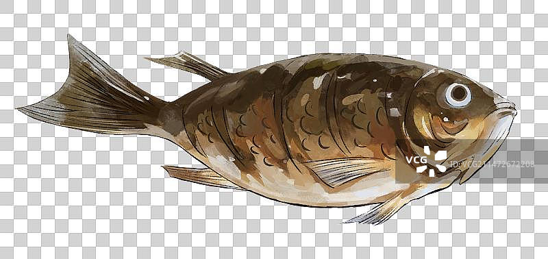 美味食材鱼手绘风格插画元素图片素材