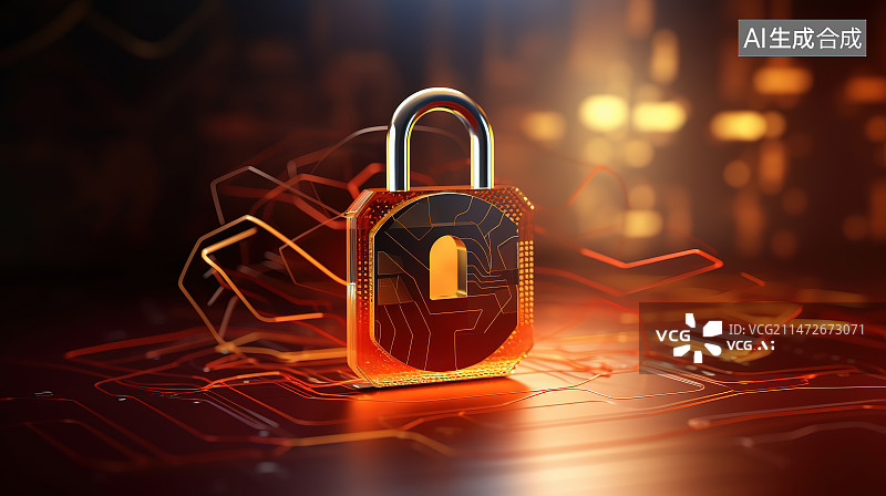 【AI数字艺术】桌子上的挂锁和钥匙特写镜头图片素材