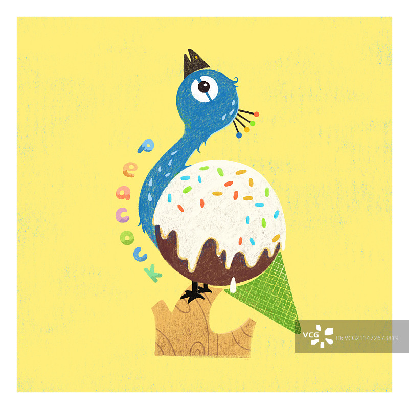 孔雀冰淇淋创意组合图案图片素材