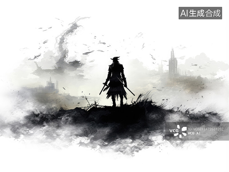 【AI数字艺术】武侠水墨画图片素材