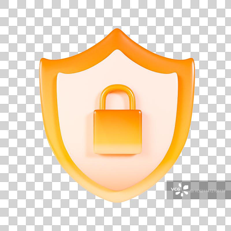 3D渲染的渐变金色金融元素安全盾牌理财金币银行元素图片素材