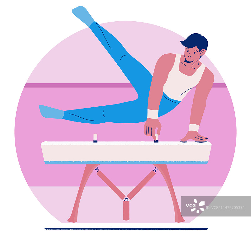 奥运会体操鞍马比赛扁平风插画图片素材