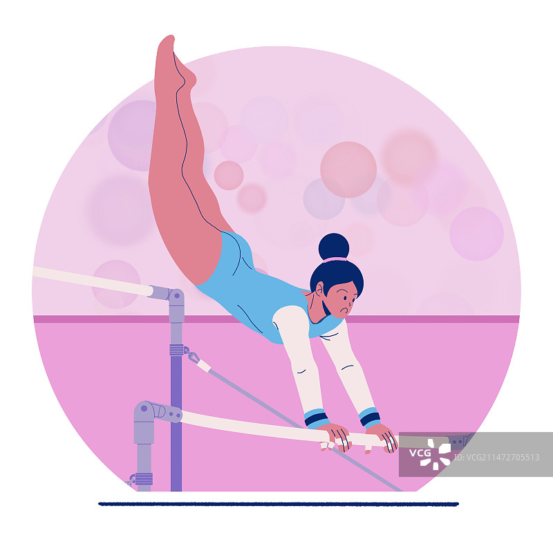 奥运会女子体操高低杠扁平风插画图片素材