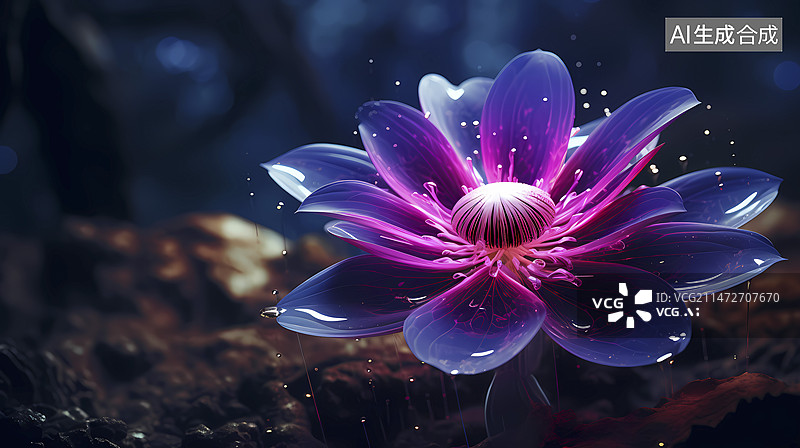 【AI数字艺术】数码科技紫色未来数字花抽象图形海报网页PPT背景图片素材