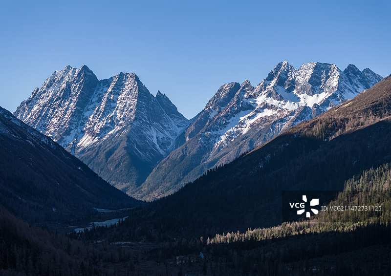 航拍四川阿坝双桥沟风景图片素材
