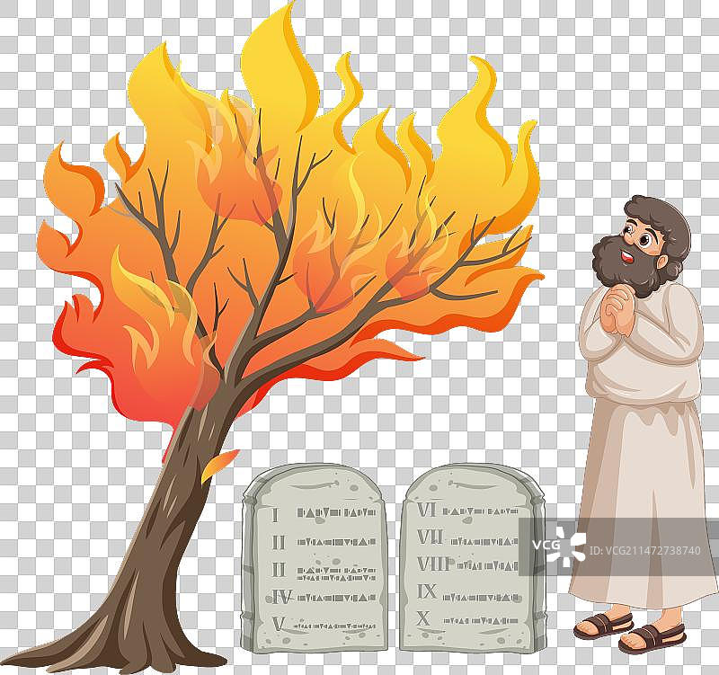 摩西与燃烧的灌木：十诫图片素材