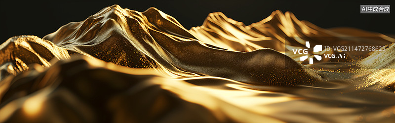 【AI数字艺术】金色 绸缎 金山图片素材