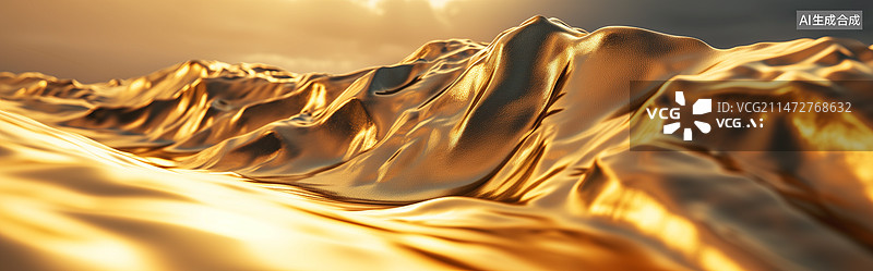 【AI数字艺术】金色 绸缎 金山图片素材
