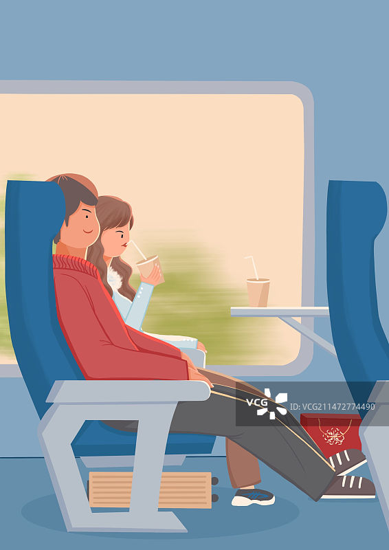 坐在列车上的人图片素材