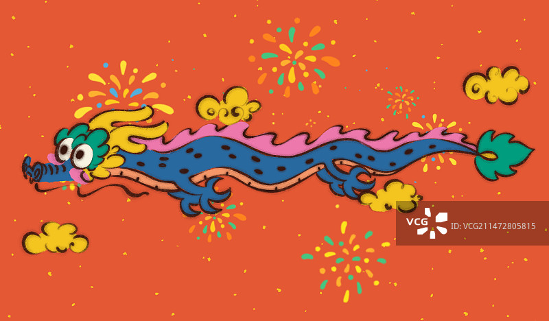 龙年新春贺岁手绘涂鸦龙抬头插画图片素材