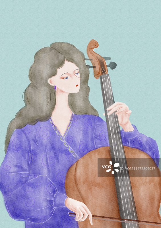 弹奏大提琴的女孩图片素材