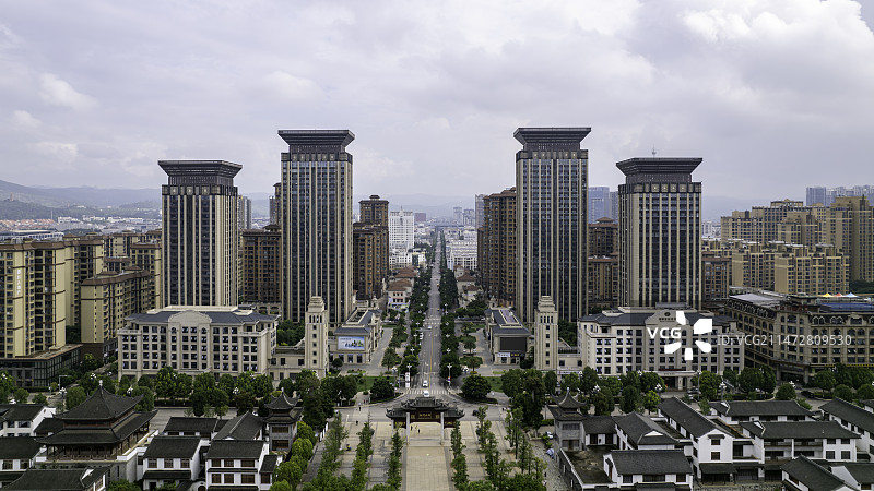 航拍弥勒城市建筑图片素材