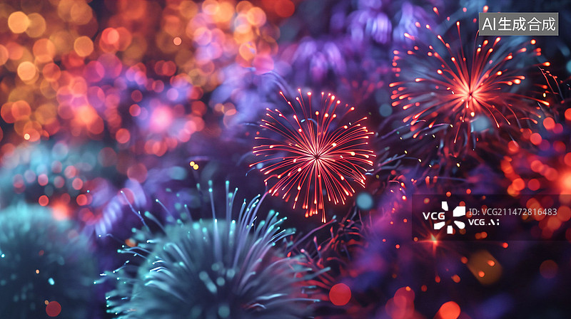 【AI数字艺术】彩色的微观世界，外星植物，特写图片素材