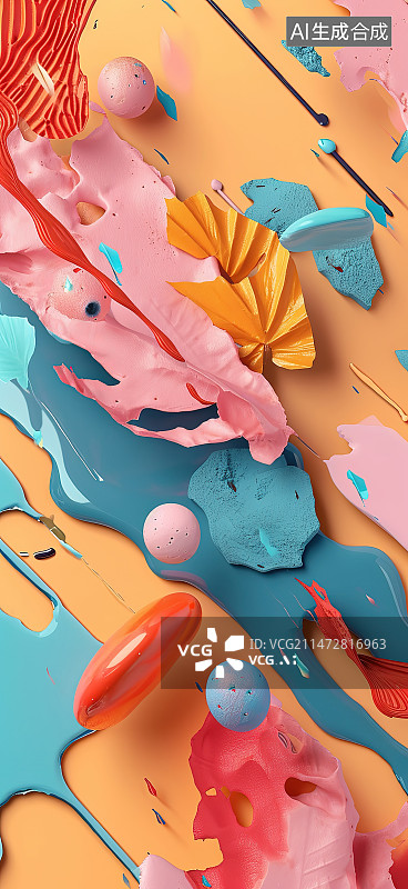 【AI数字艺术】彩色背景下彩色装饰的高角度视图图片素材