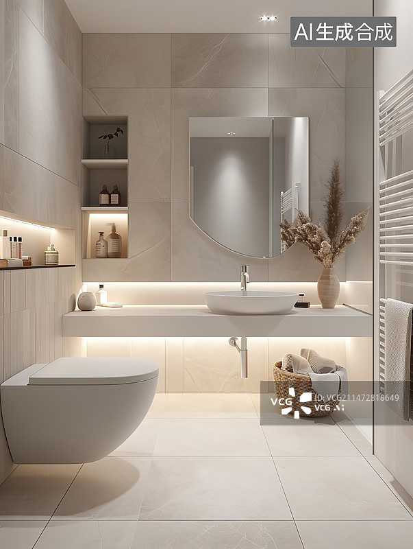 【AI数字艺术】现代风格的卫生间内部图片素材